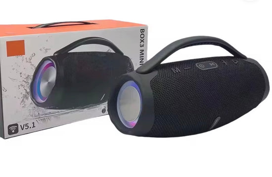 BOX3 Mini Portable Bluetooth Speaker – Deep Bass, RGB LED, Waterproof, V5.1 Wireless